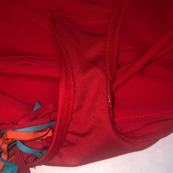 Swim By Cacique (Lane Bryant)Red Drawstring Side Tie Swimsuit Skort Size 18 - Picture 9 of 13